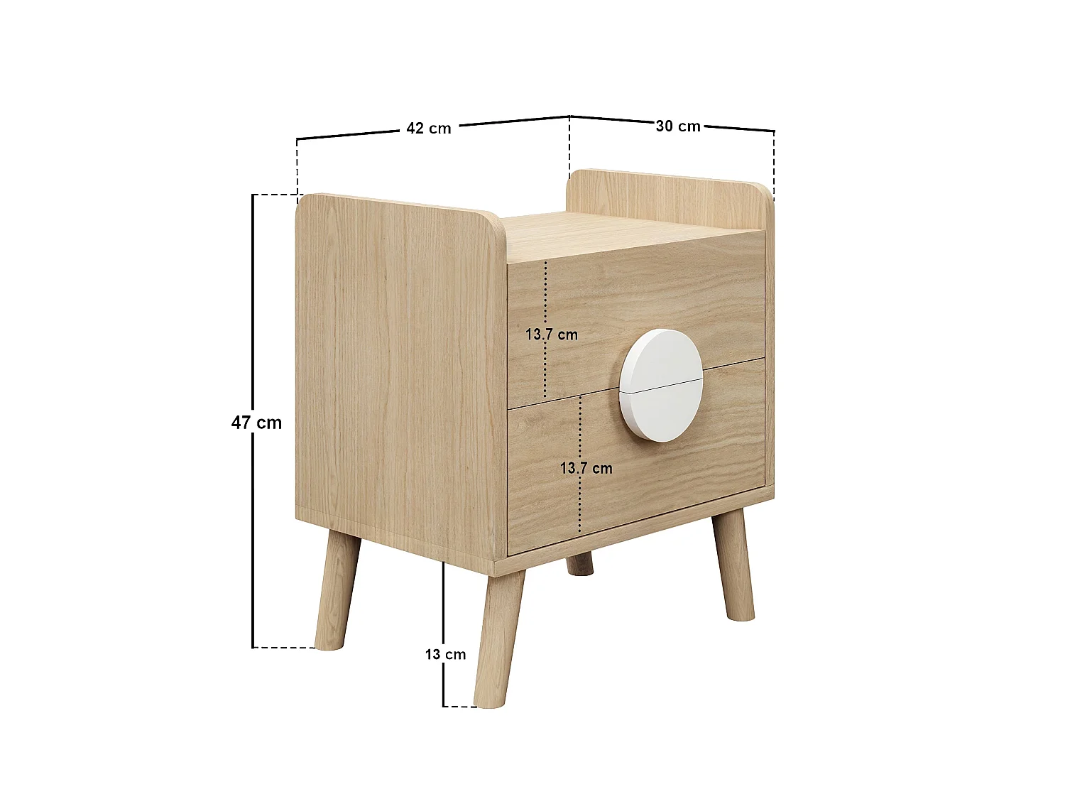 Flair Noah 2 Drawer Bedside Table Oak & White