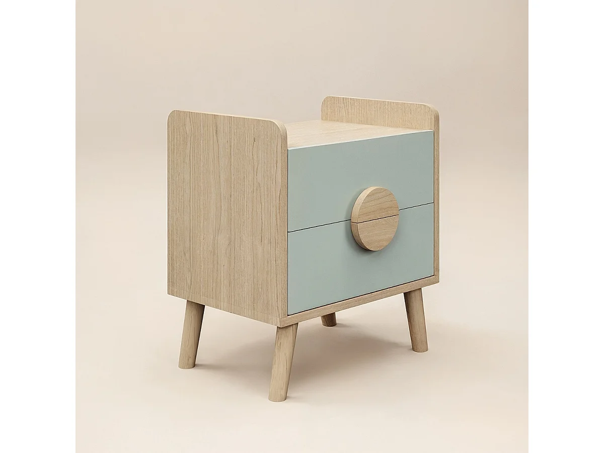 Flair Noah 2 Drawer Bedside Table Oak & Green