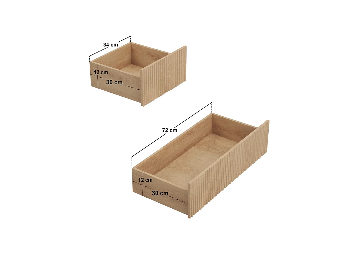 SOLACE+CO Velmor Ribbed Chest of 5 Drawers Oak