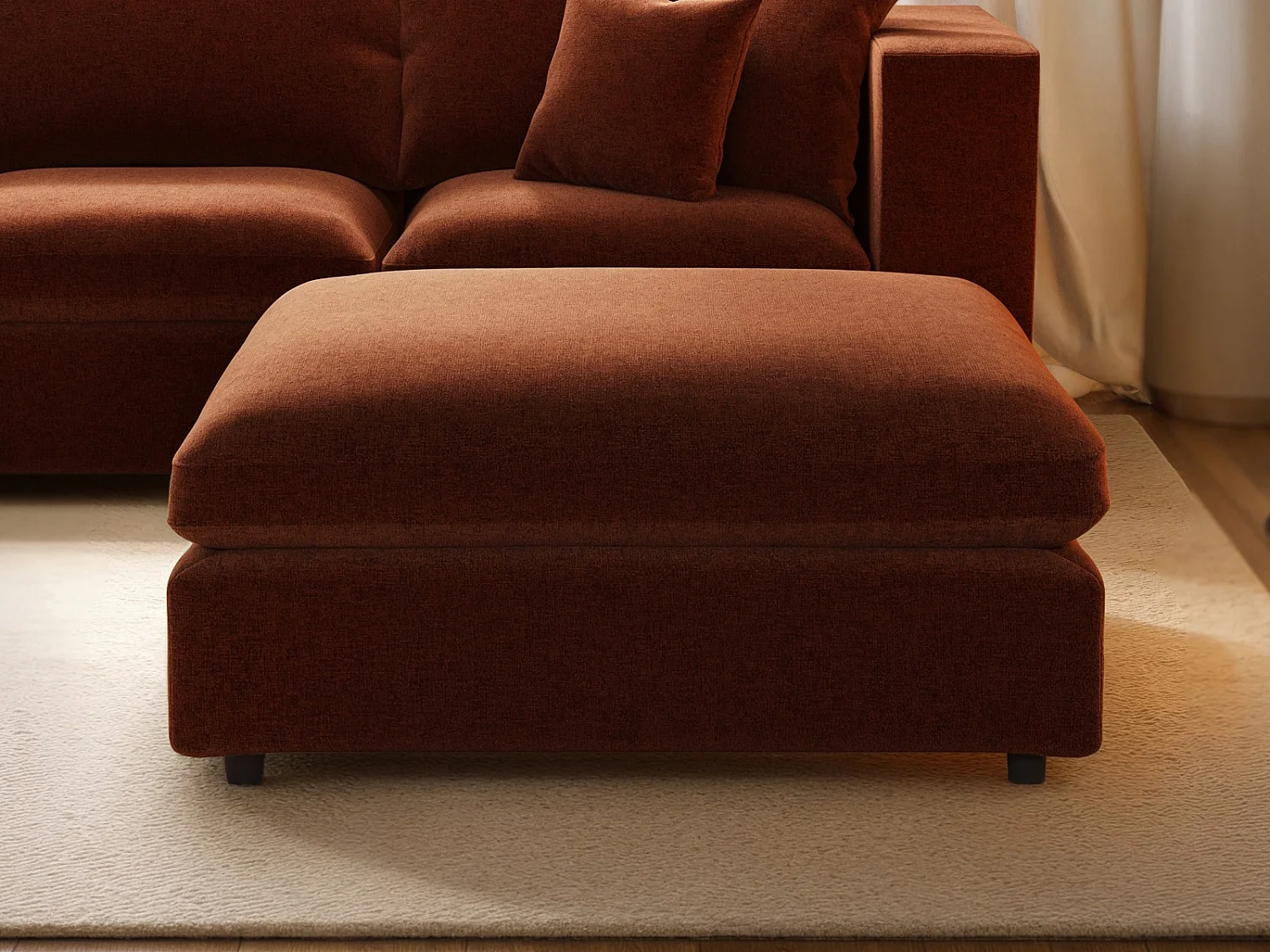 SOLACE+CO Asher Footstool Burnt Orange Chenille