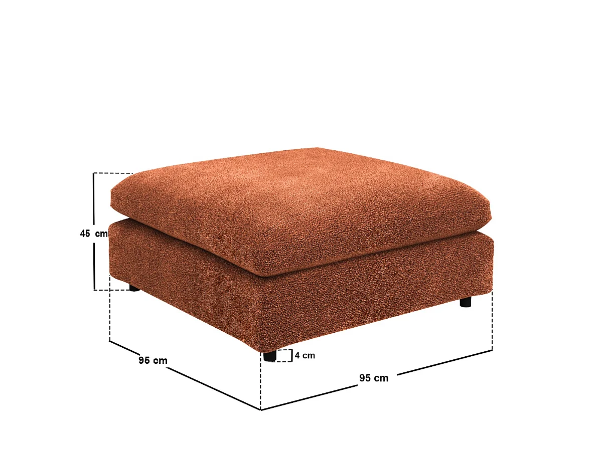 SOLACE+CO Asher Footstool Burnt Orange Chenille