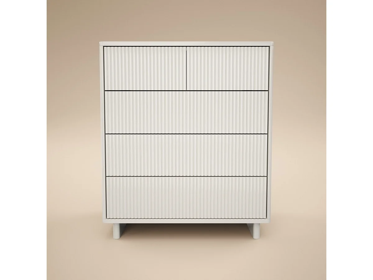 SOLACE+CO Velmor Ribbed Chest of 5 Drawers White