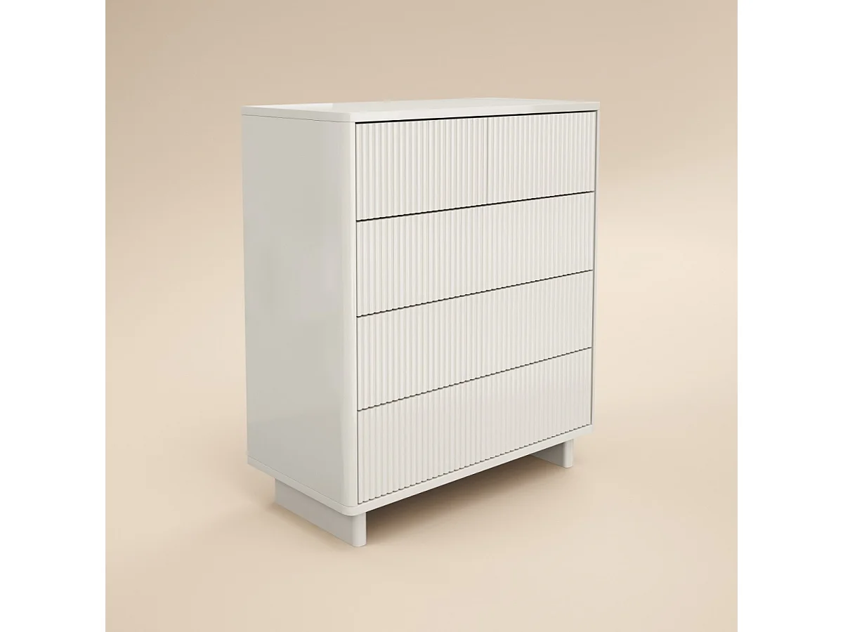 SOLACE+CO Velmor Ribbed Chest of 5 Drawers White