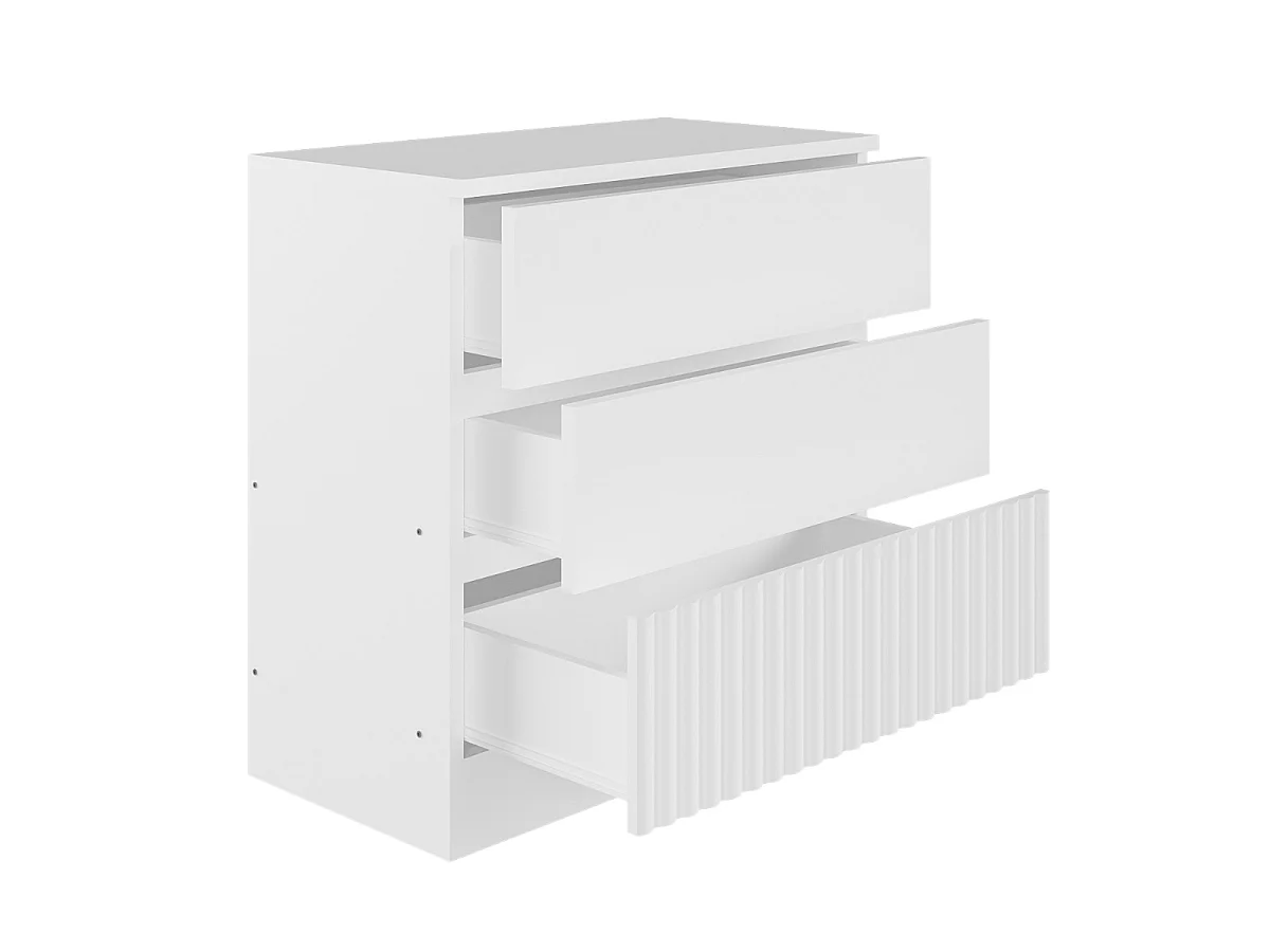 Flair Luca 3 Drawer Chest Ribbed White