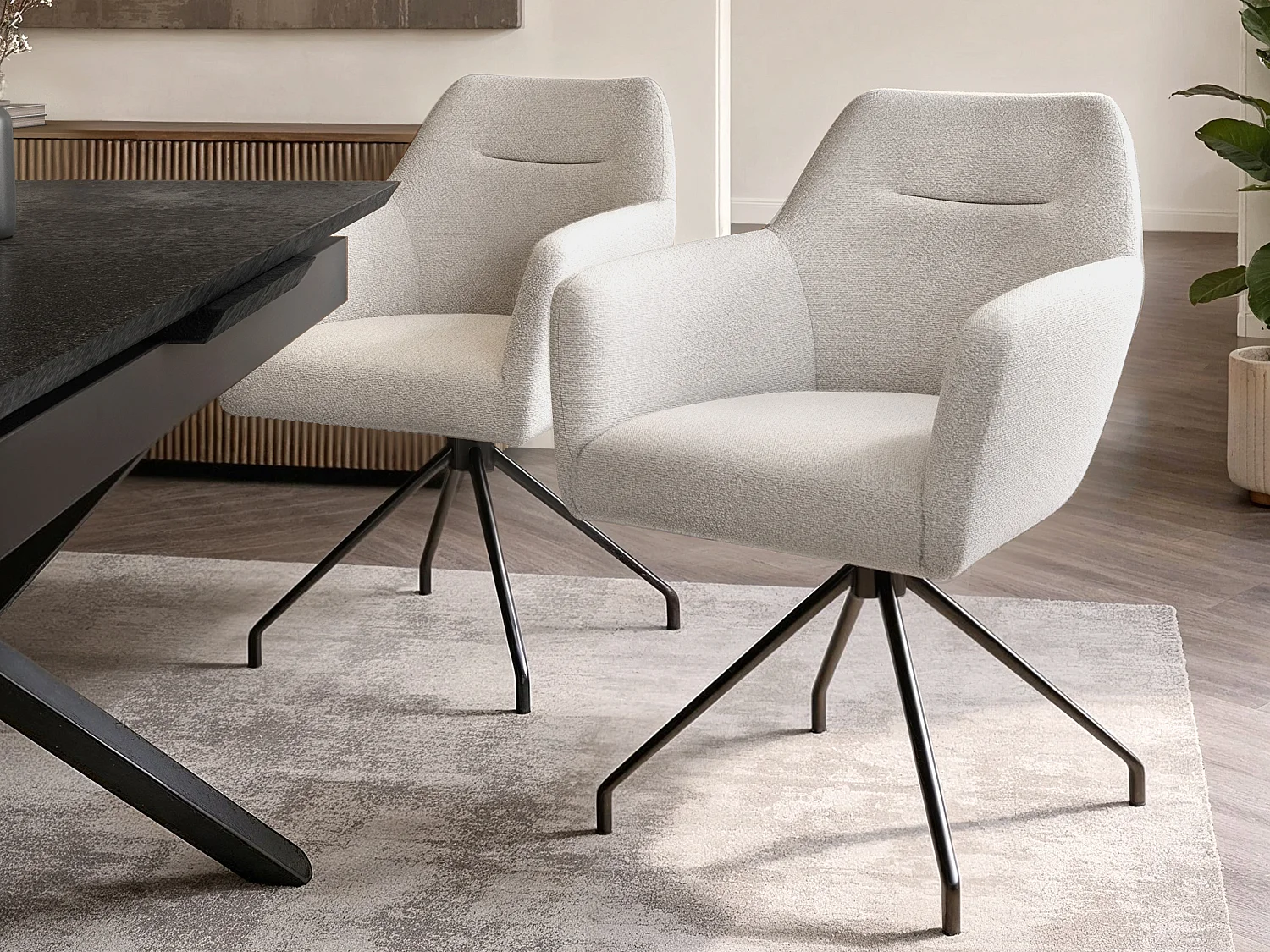 SOLACE+CO Isla Swivel Dining Chair Set of 2 Cream