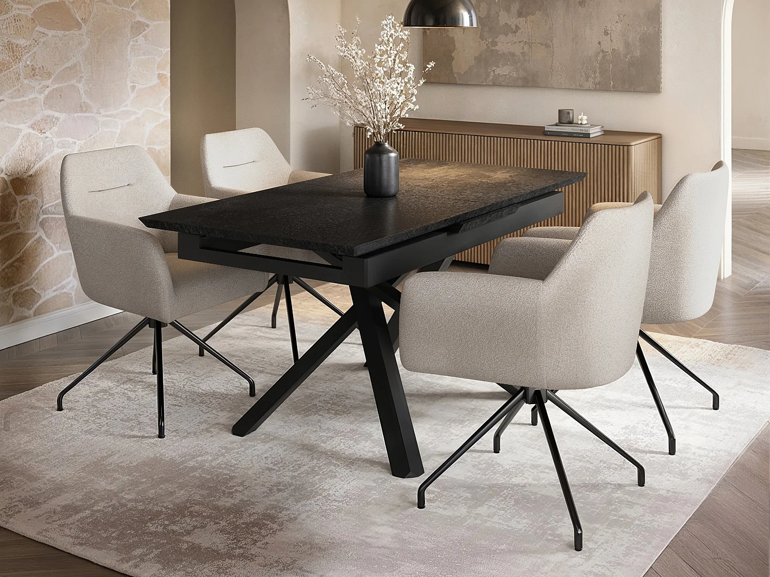SOLACE+CO Isla Swivel Dining Chair Set of 2 Cream