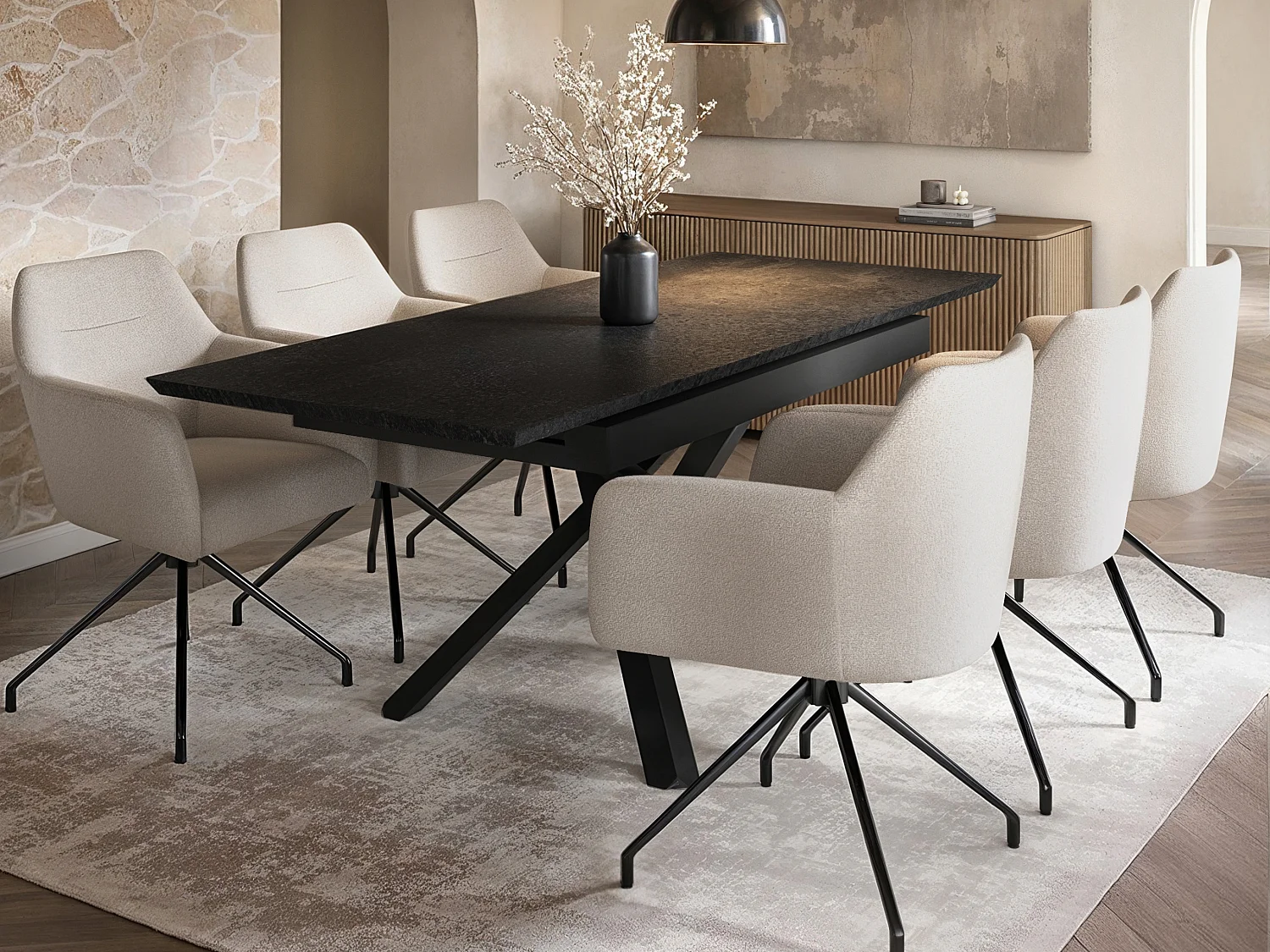 SOLACE+CO Isla Swivel Dining Chair Set of 2 Cream