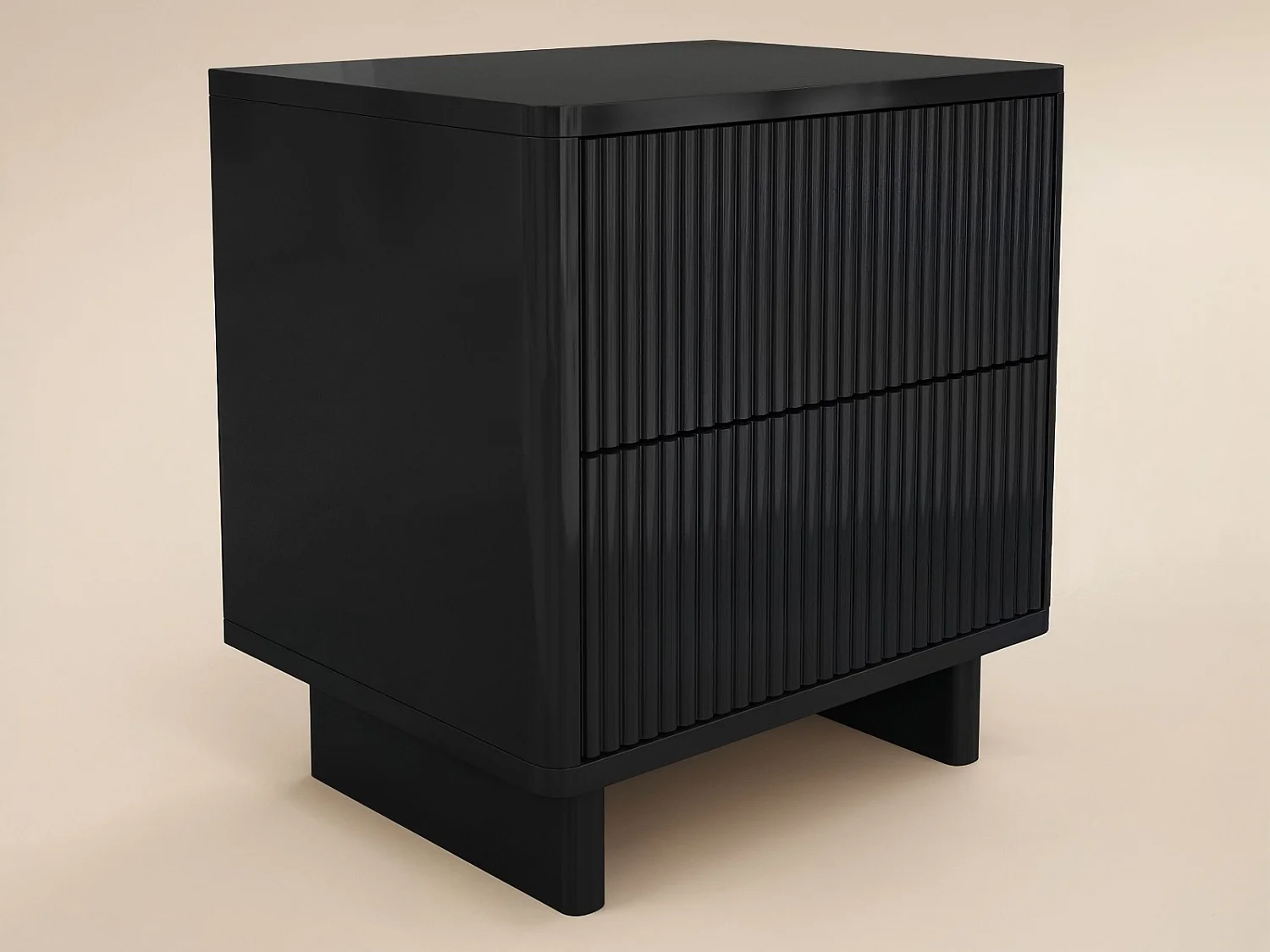 SOLACE+CO Velmor 2 Drawer Ribbed Bedside Table Black
