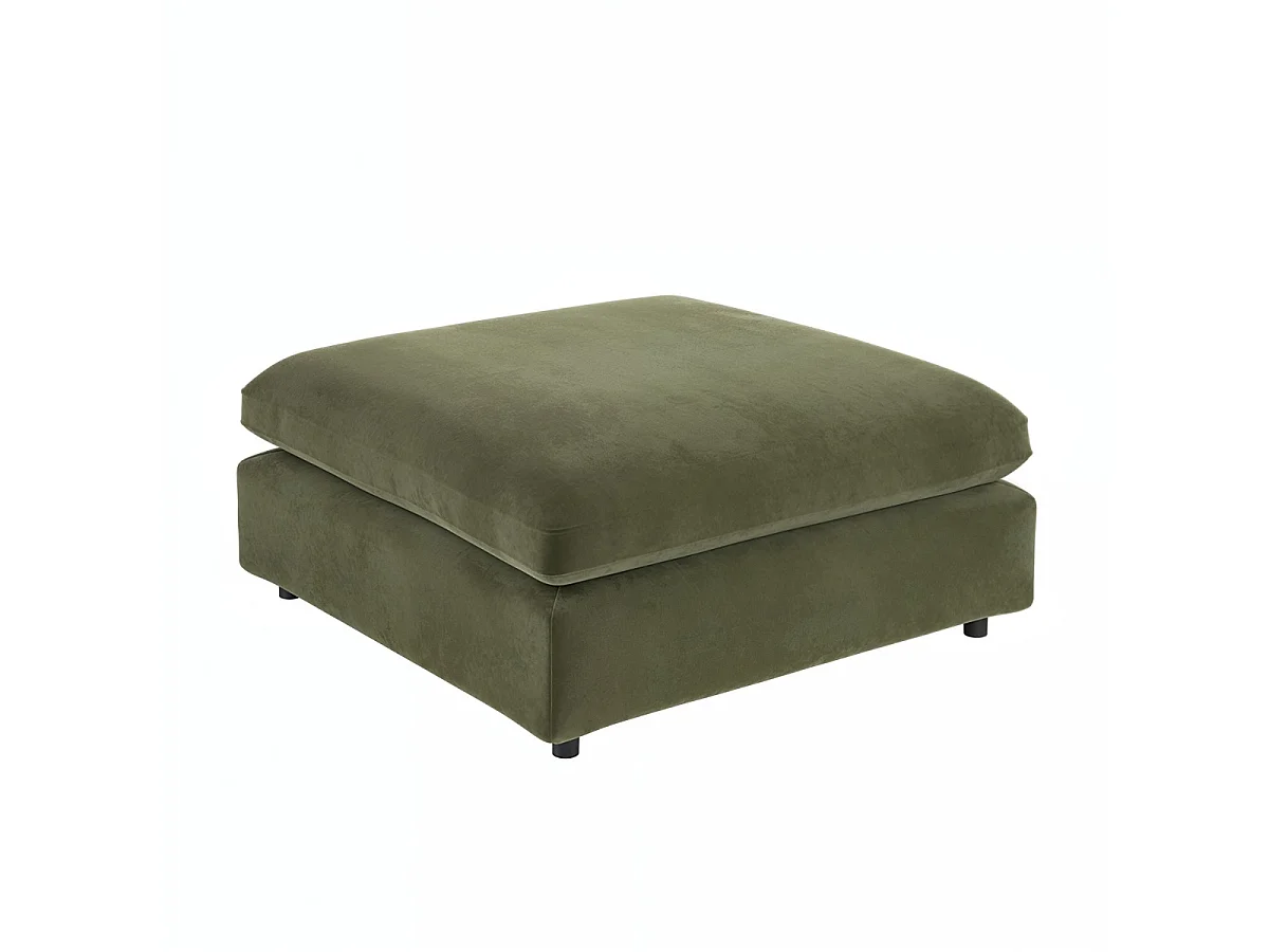 SOLACE+CO Asher Footstool Khaki Green Velvet