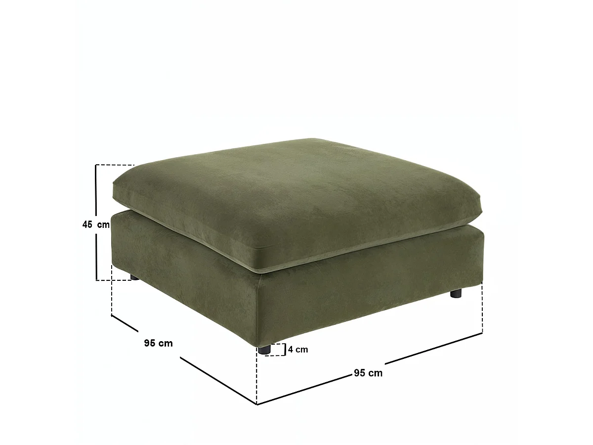 SOLACE+CO Asher Footstool Khaki Green Velvet