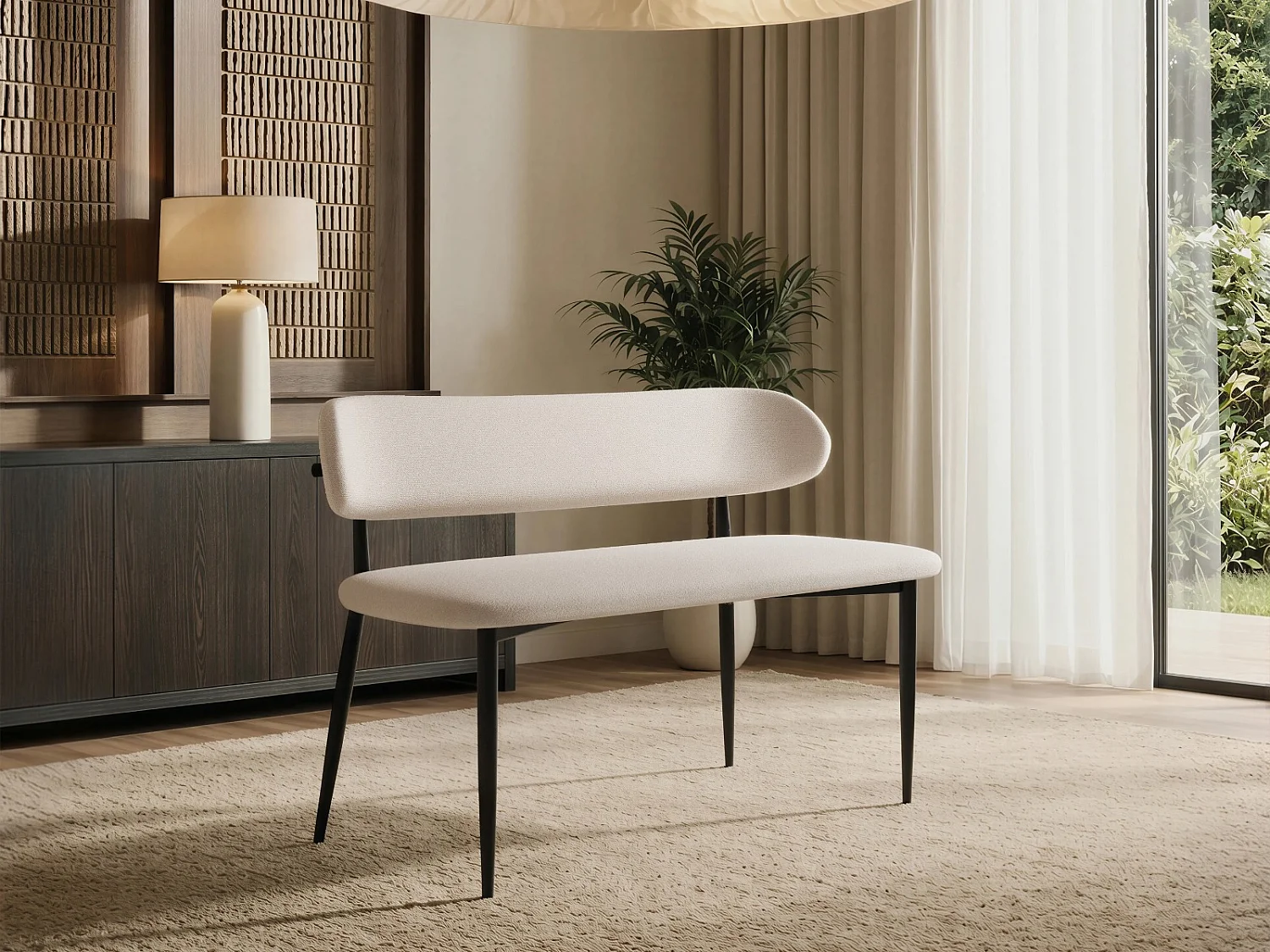 SOLACE+CO Cyra Upholstered Bench Beige