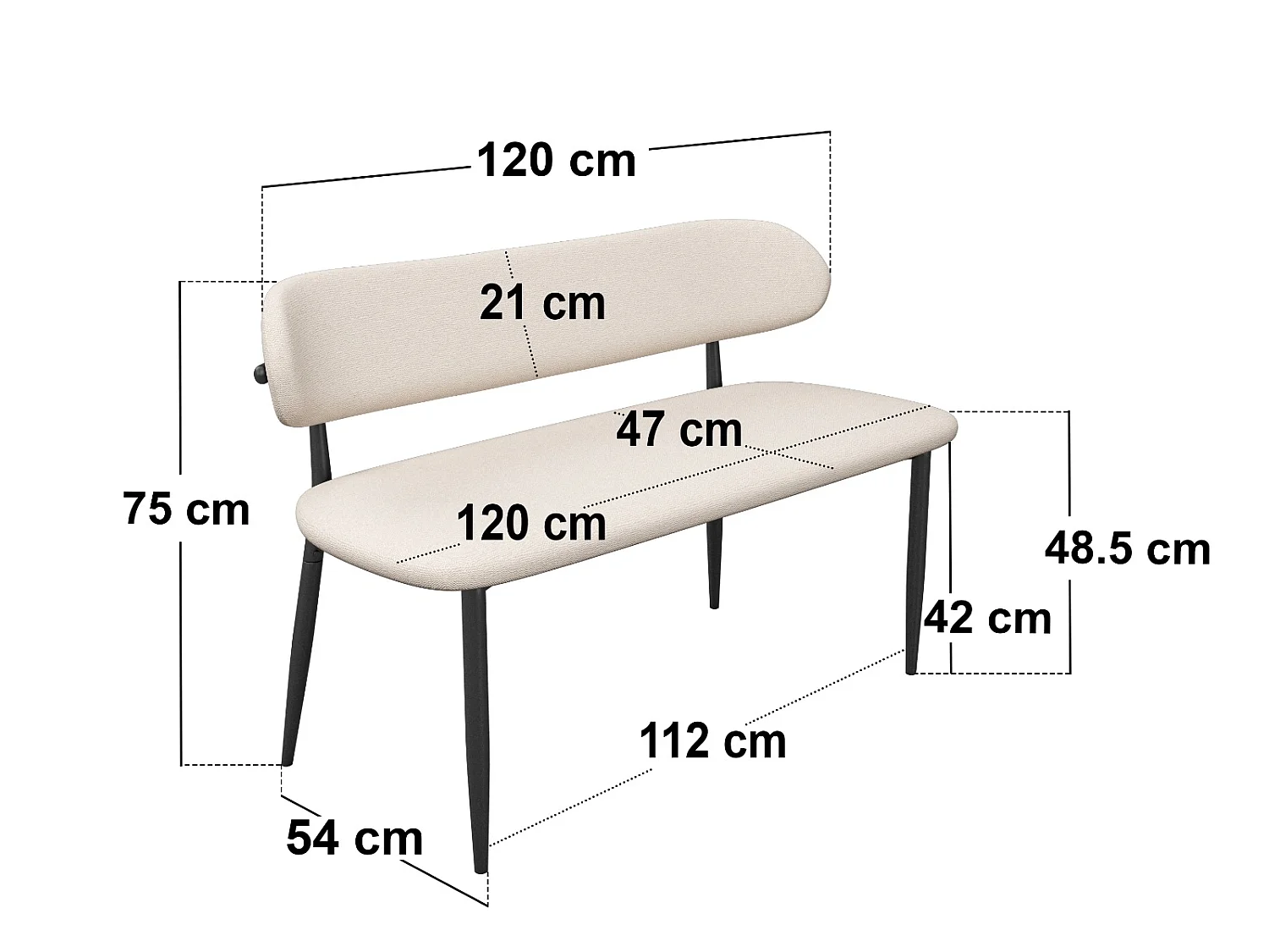 SOLACE+CO Cyra Upholstered Bench Beige