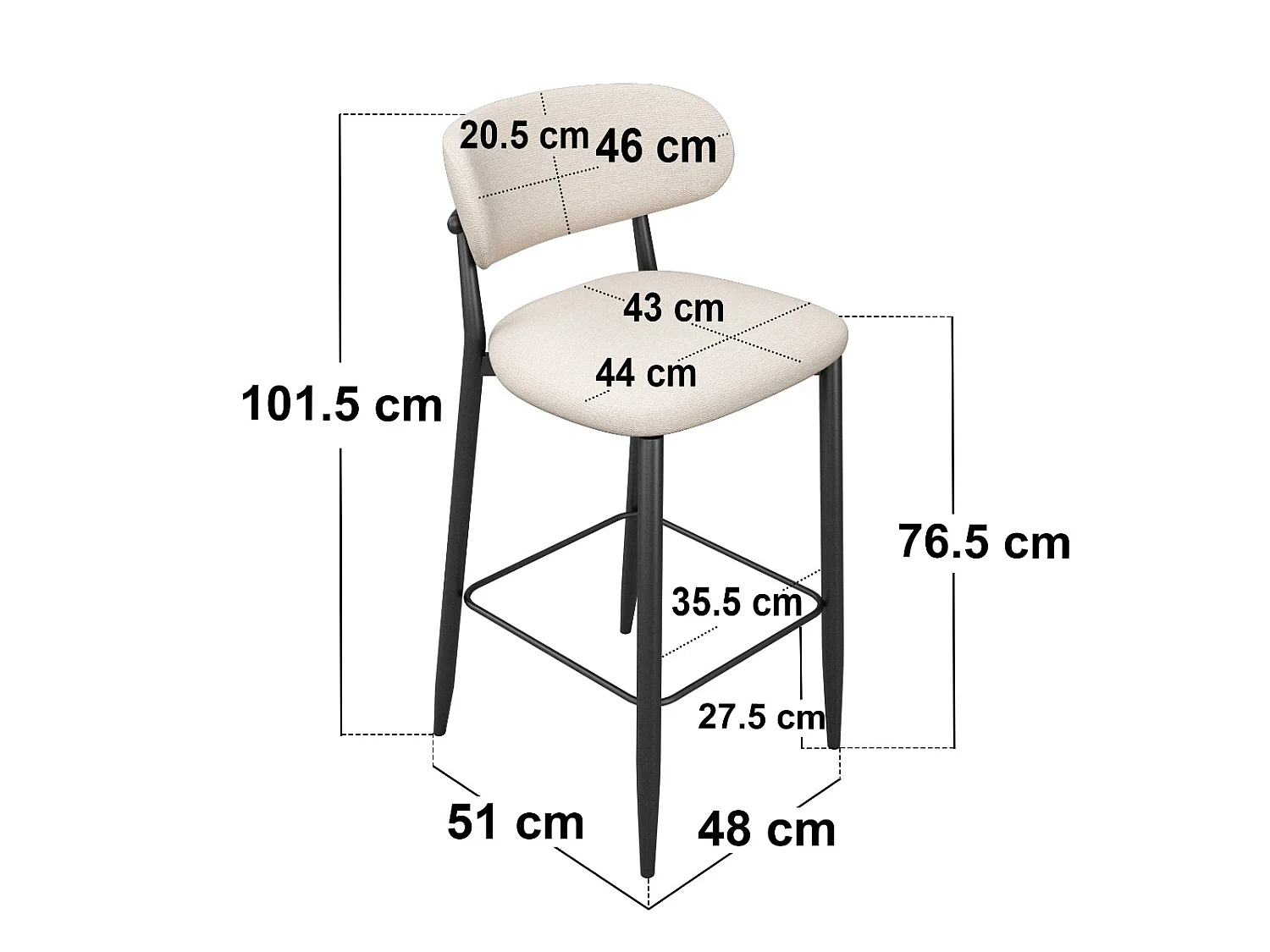 SOLACE+CO Cyra Barstools - Set of 2 - Beige