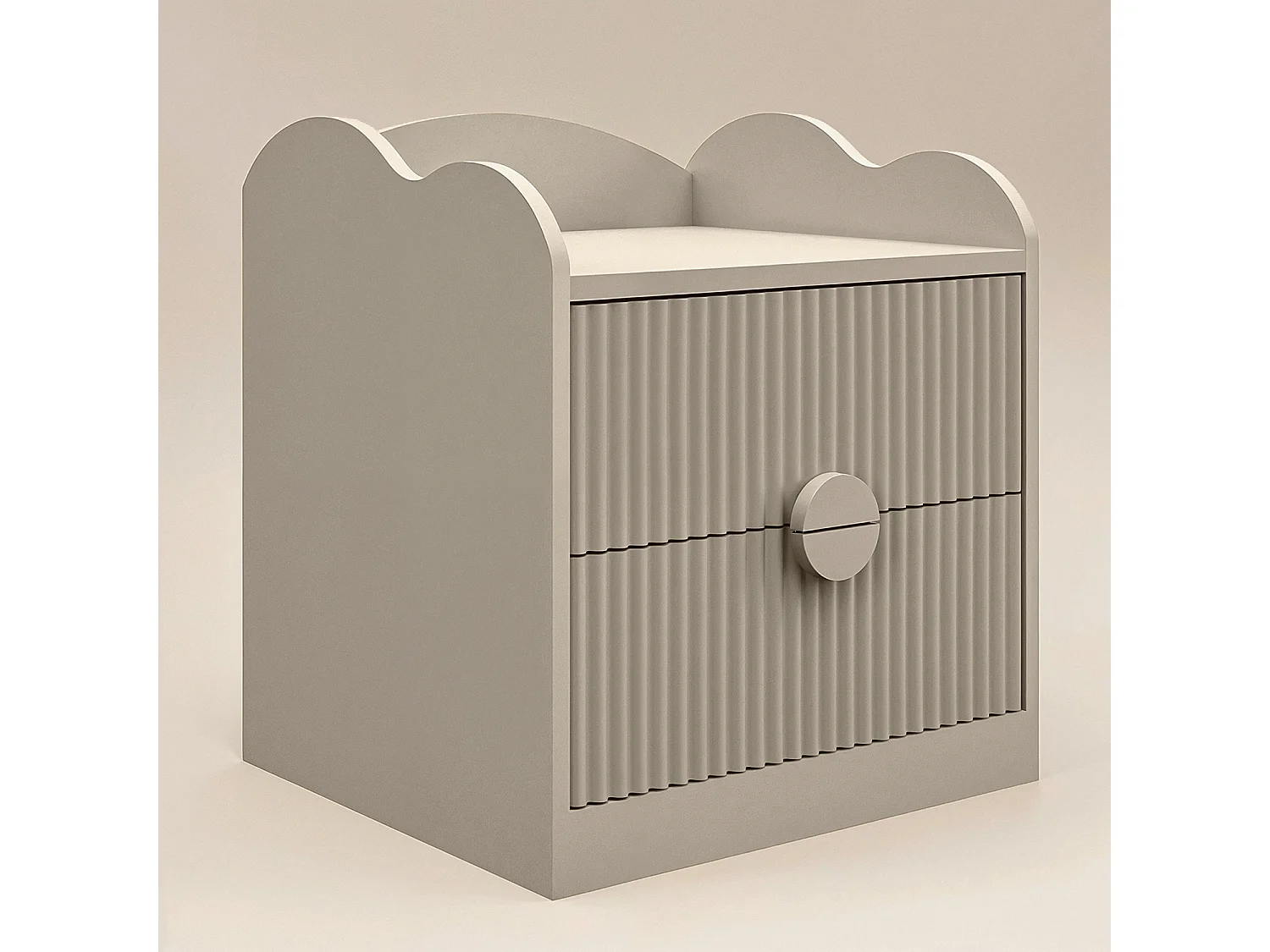Flair Calista 2 Drawer Cloud Detail Ribbed Bedside Table Taupe
