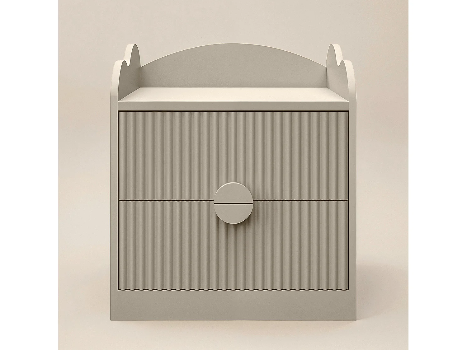 Flair Calista 2 Drawer Cloud Detail Ribbed Bedside Table Taupe