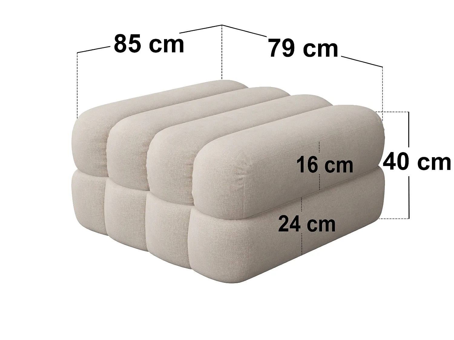 SOLACE+CO Halle Storage Footstool - Beige