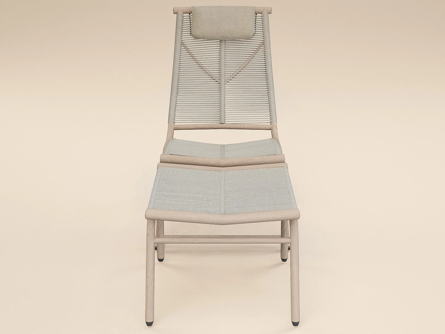 SOLACE+CO Esen Garden Lounge Chair with Footstool Set Beige