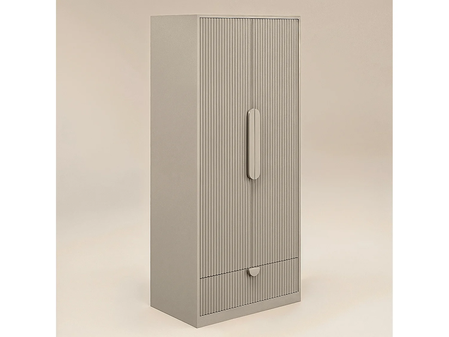Flair Calista Ribbed Wardrobe 2 Doors with Drawer Taupe