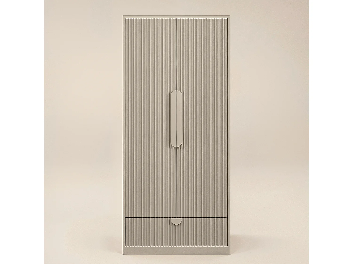 Flair Calista Ribbed Wardrobe 2 Doors with Drawer Taupe