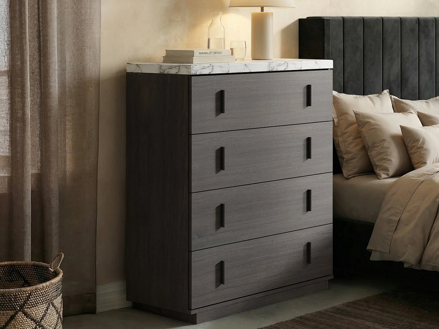 SOLACE+CO Marcel Chest of 4 Drawers Walnut