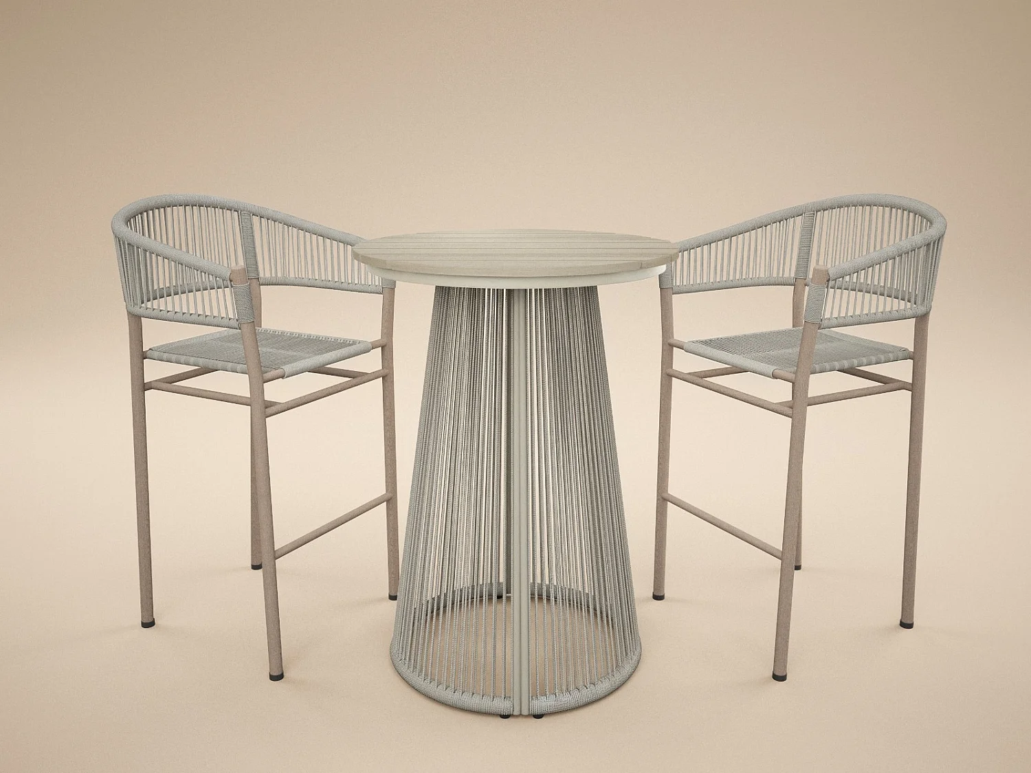 SOLACE+CO Hana Round Bar Table & Lita Chairs Garden Set White
