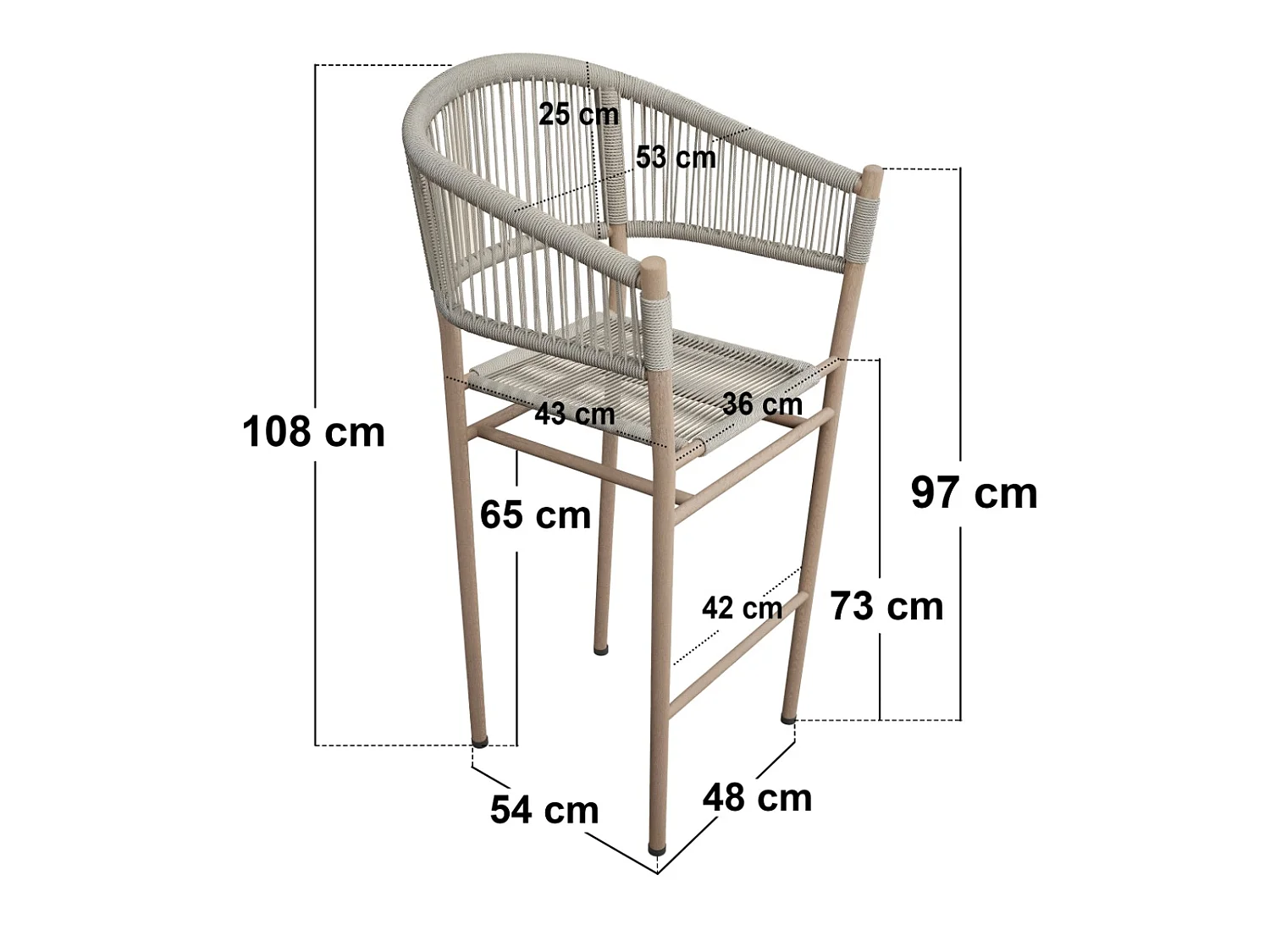 SOLACE+CO Hana Round Bar Table & Lita Chairs Garden Set White