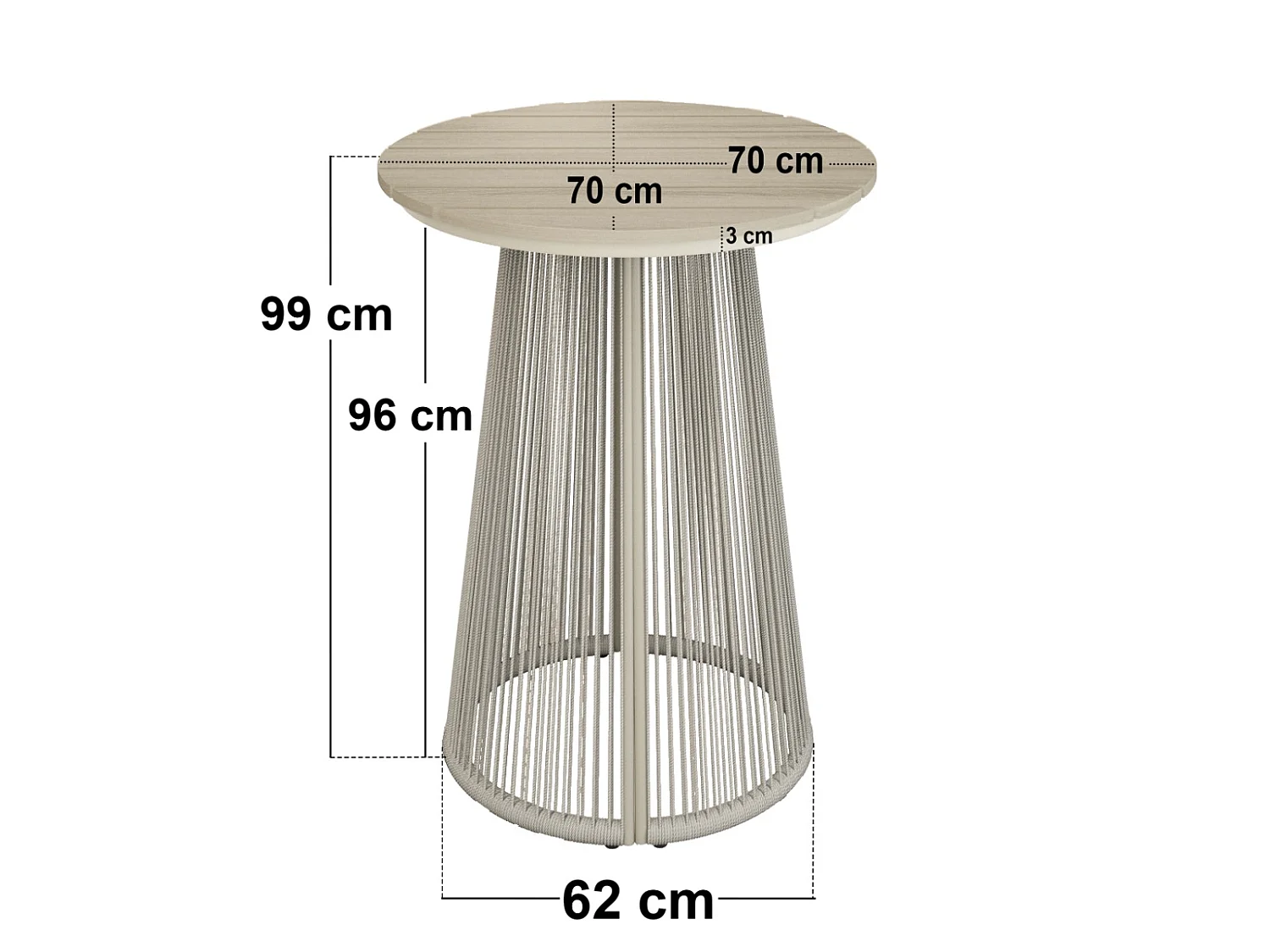 SOLACE+CO Hana Round Bar Table & Lita Chairs Garden Set White