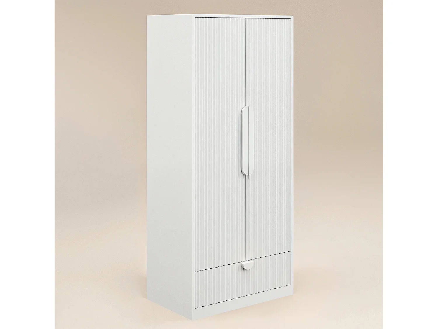 Flair Calista Ribbed Wardrobe 2 Doors with Drawer White