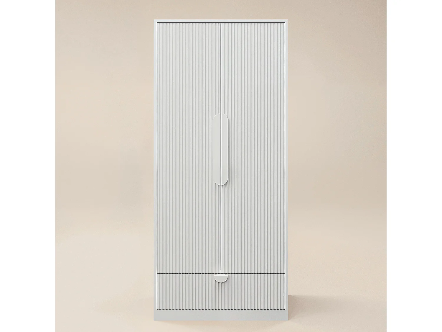 Flair Calista Ribbed Wardrobe 2 Doors with Drawer White