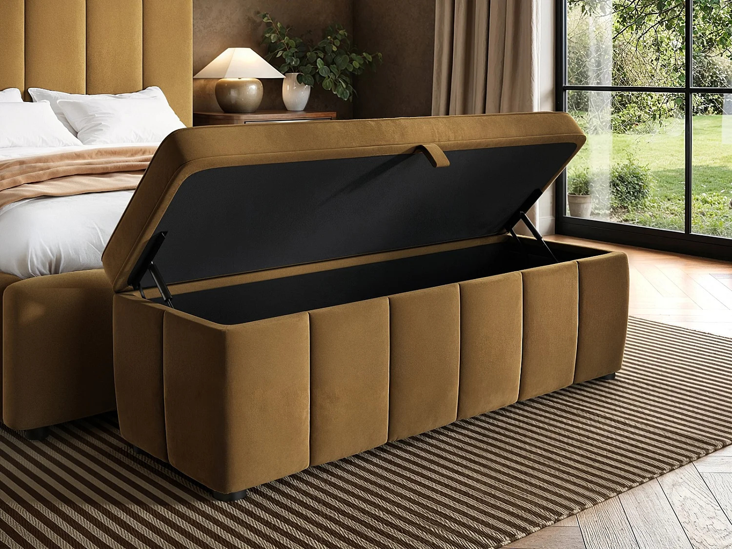 SOLACE+CO Emilie Caramel Velvet Blanket Box