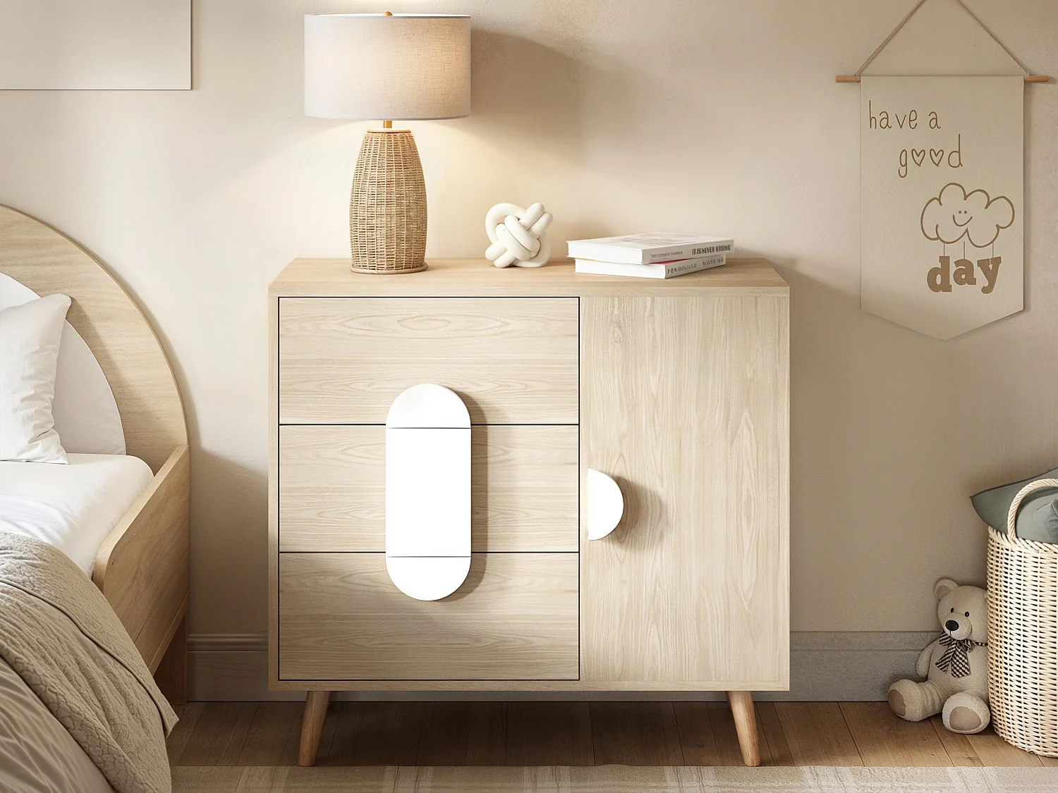 Flair Noah Chest of 3 Drawers Oak & White
