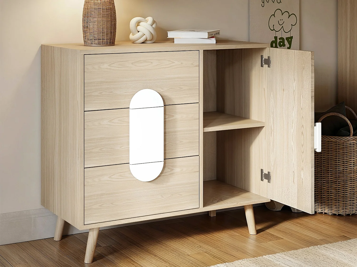 Flair Noah Chest of 3 Drawers Oak & White