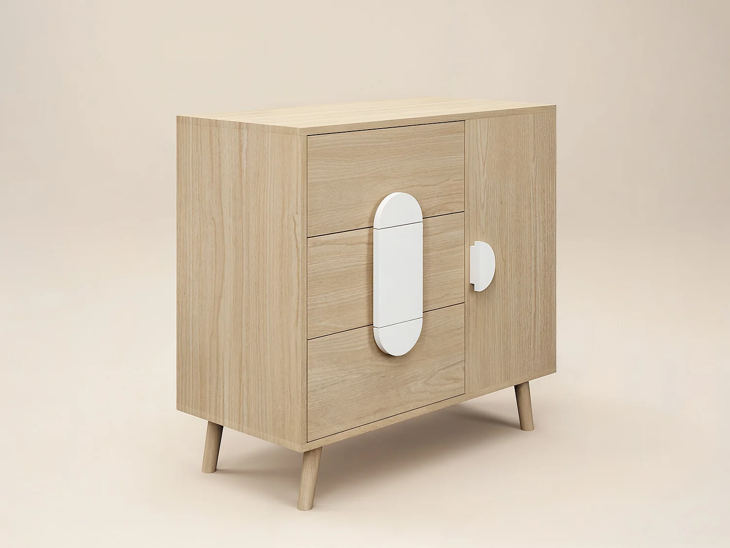 Flair Noah Chest of 3 Drawers Oak & White