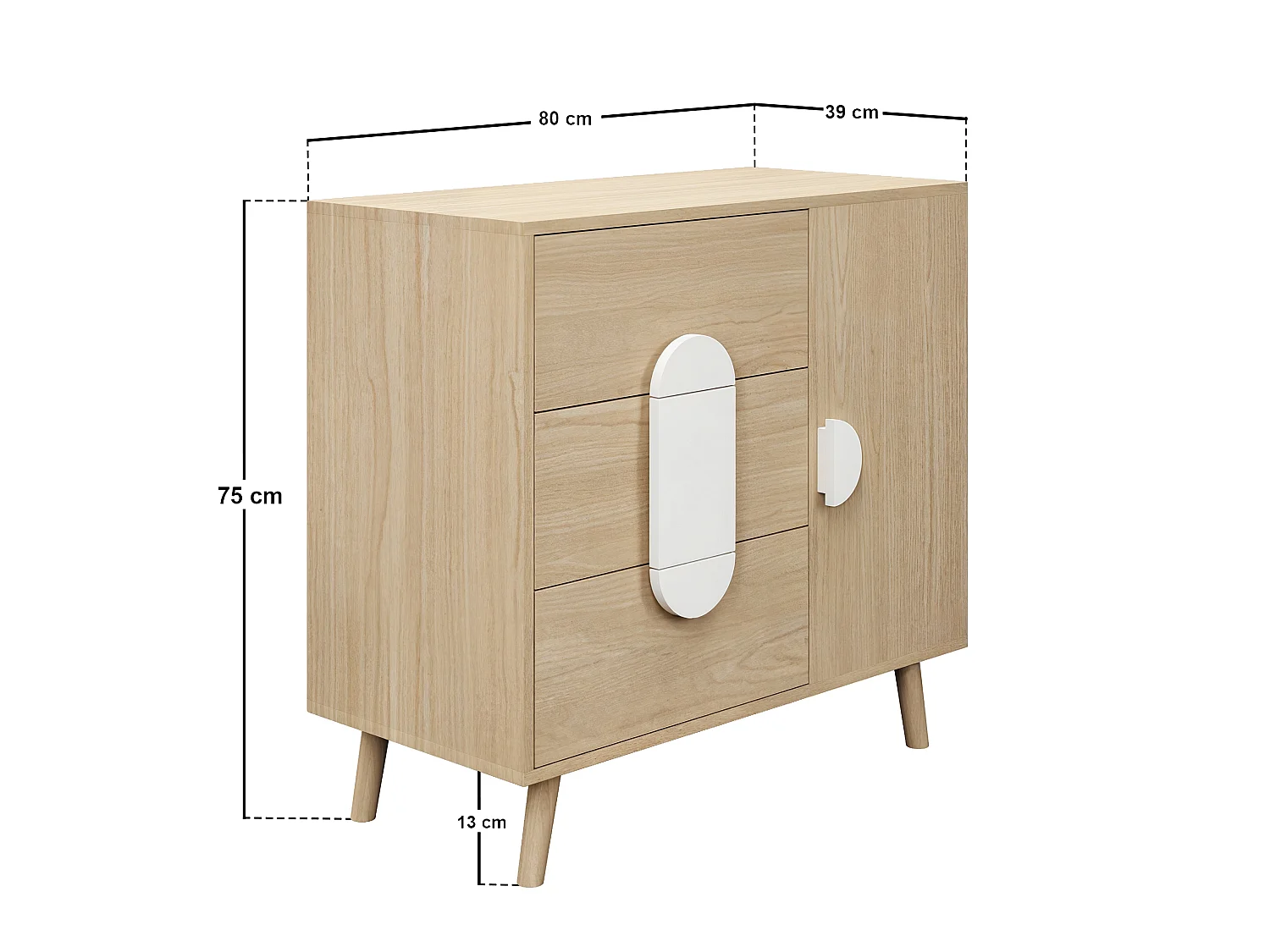Flair Noah Chest of 3 Drawers Oak & White