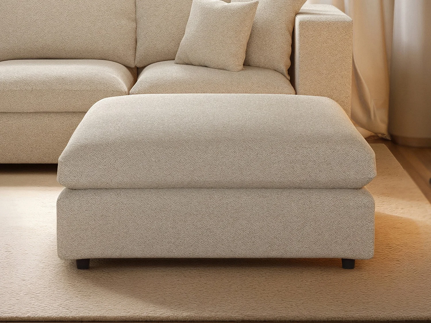 SOLACE+CO Asher Footstool Beige Boucle