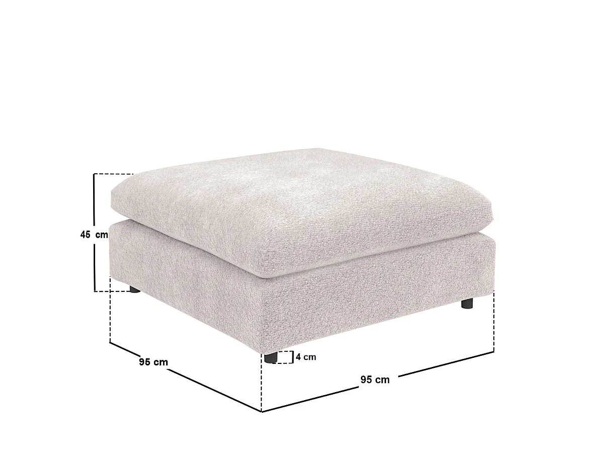 SOLACE+CO Asher Footstool Beige Boucle