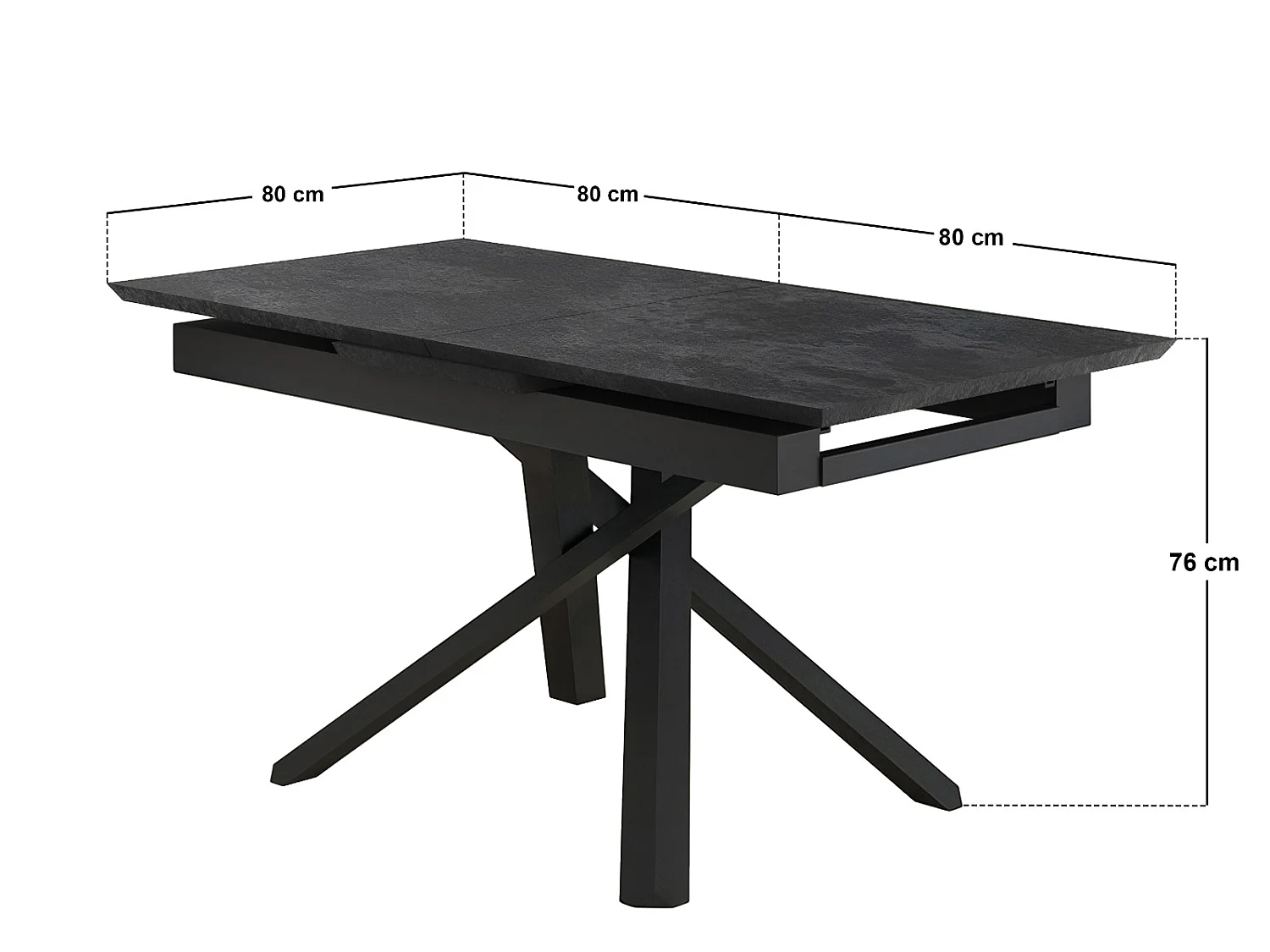 SOLACE+CO Lexi Rectangular Extendable Dining Table Black