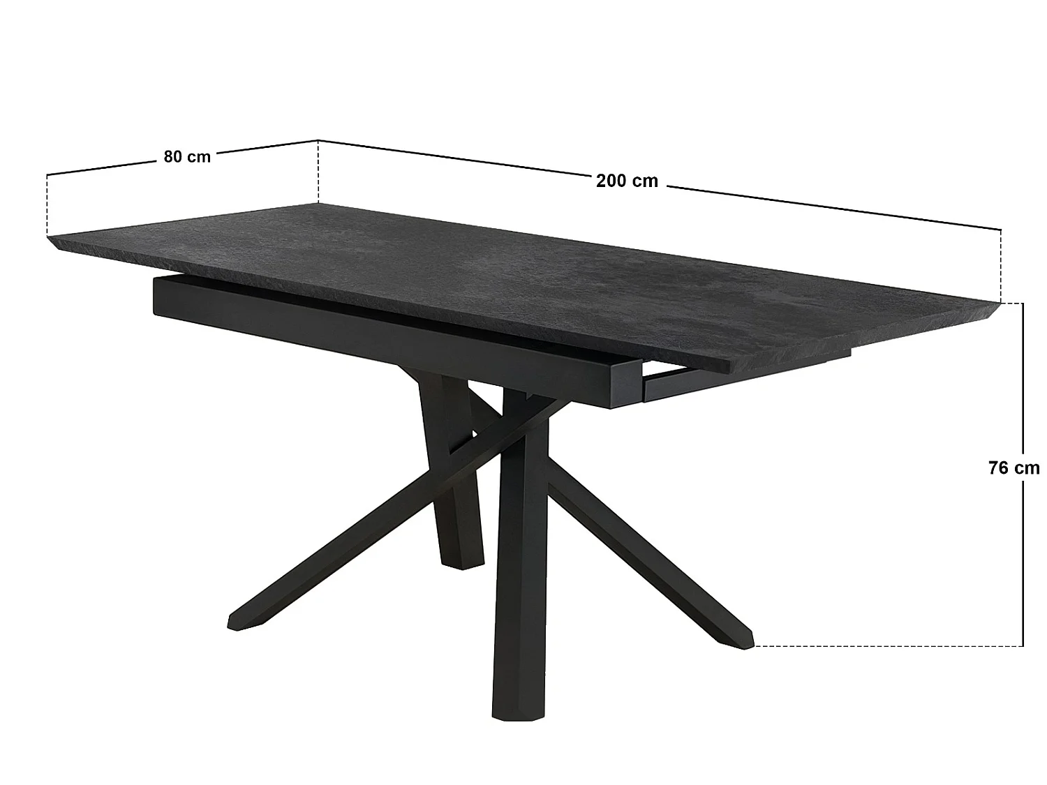 SOLACE+CO Lexi Rectangular Extendable Dining Table Black