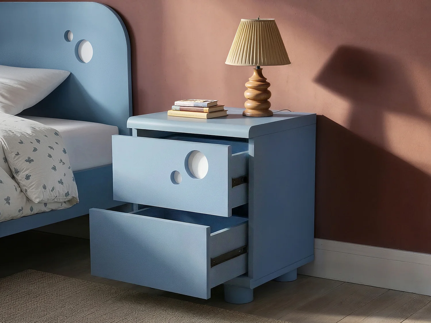 Flair Livana Bedside Table Blue