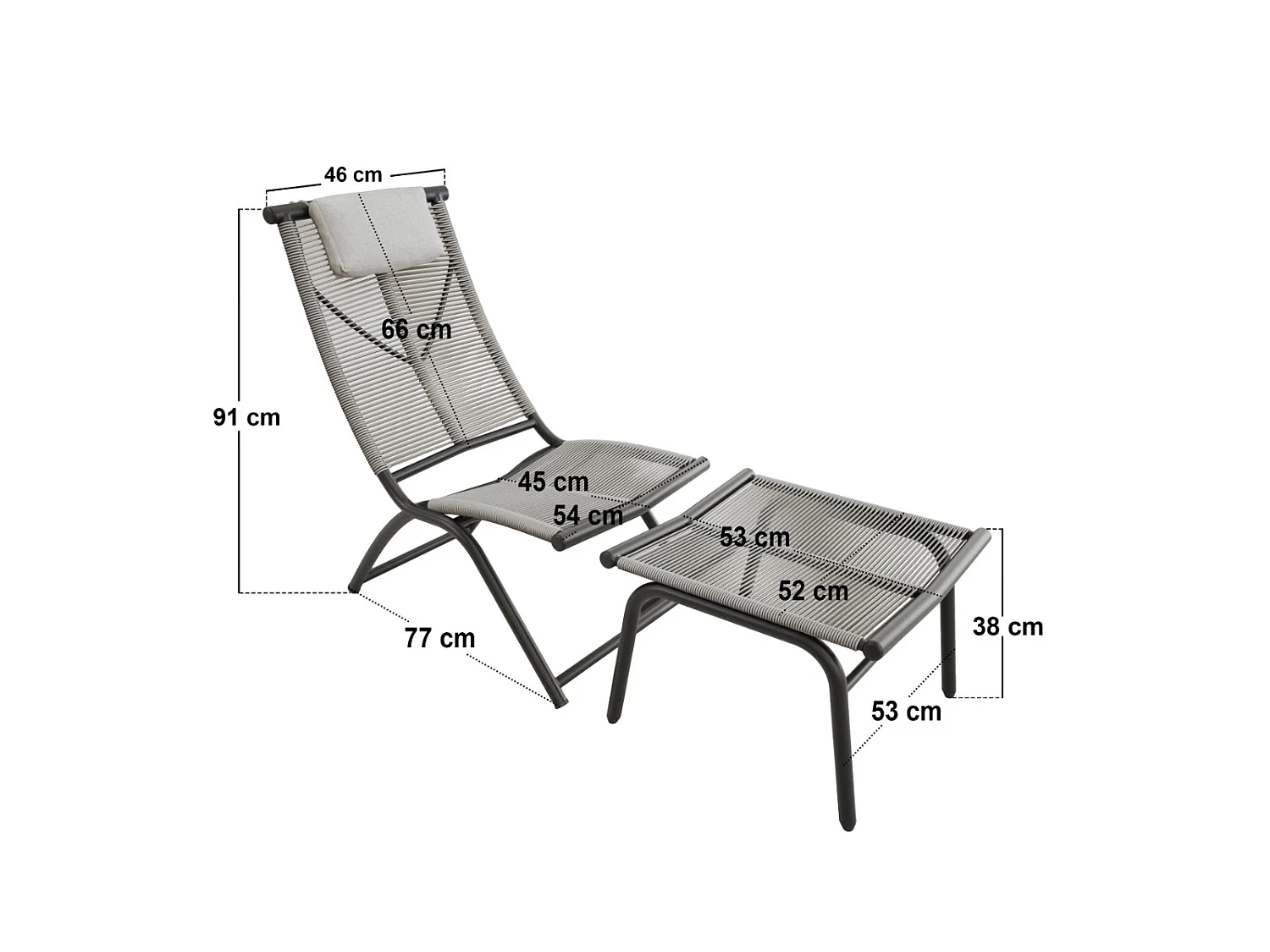 SOLACE+CO Esen Garden Lounge Chair with Footstool Set Brown