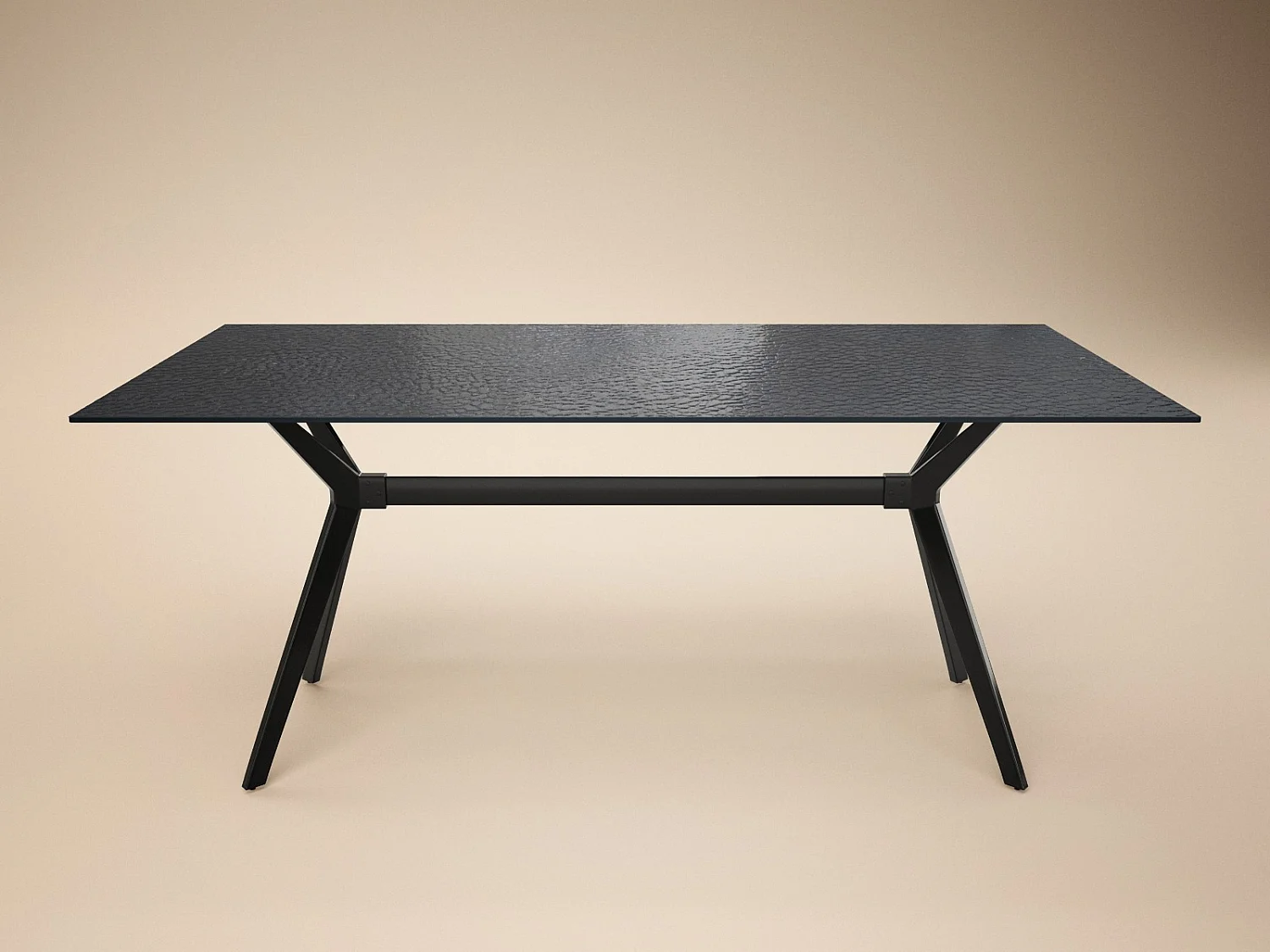 SOLACE+CO Emil Rectangular Glass Dining Table Black