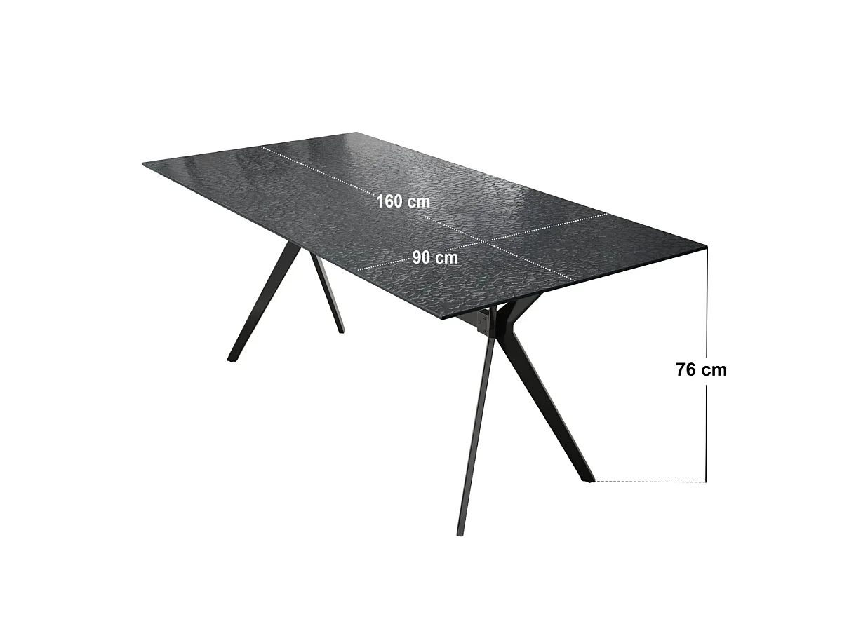 SOLACE+CO Emil Rectangular Glass Dining Table Black