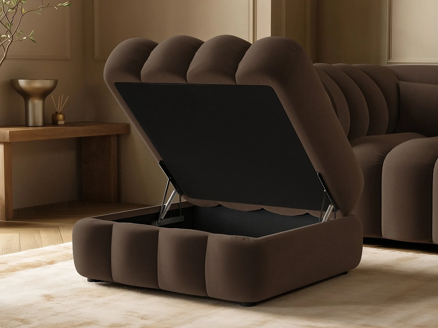 SOLACE+CO Halle Storage Footstool - Brown