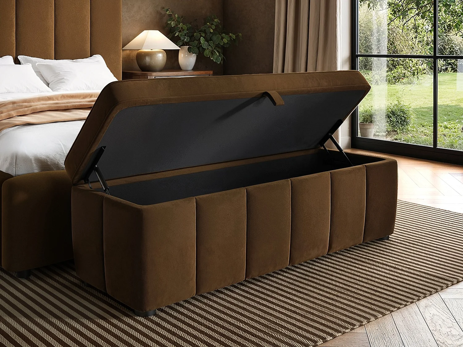 SOLACE+CO Emilie Brown Velvet Blanket Box