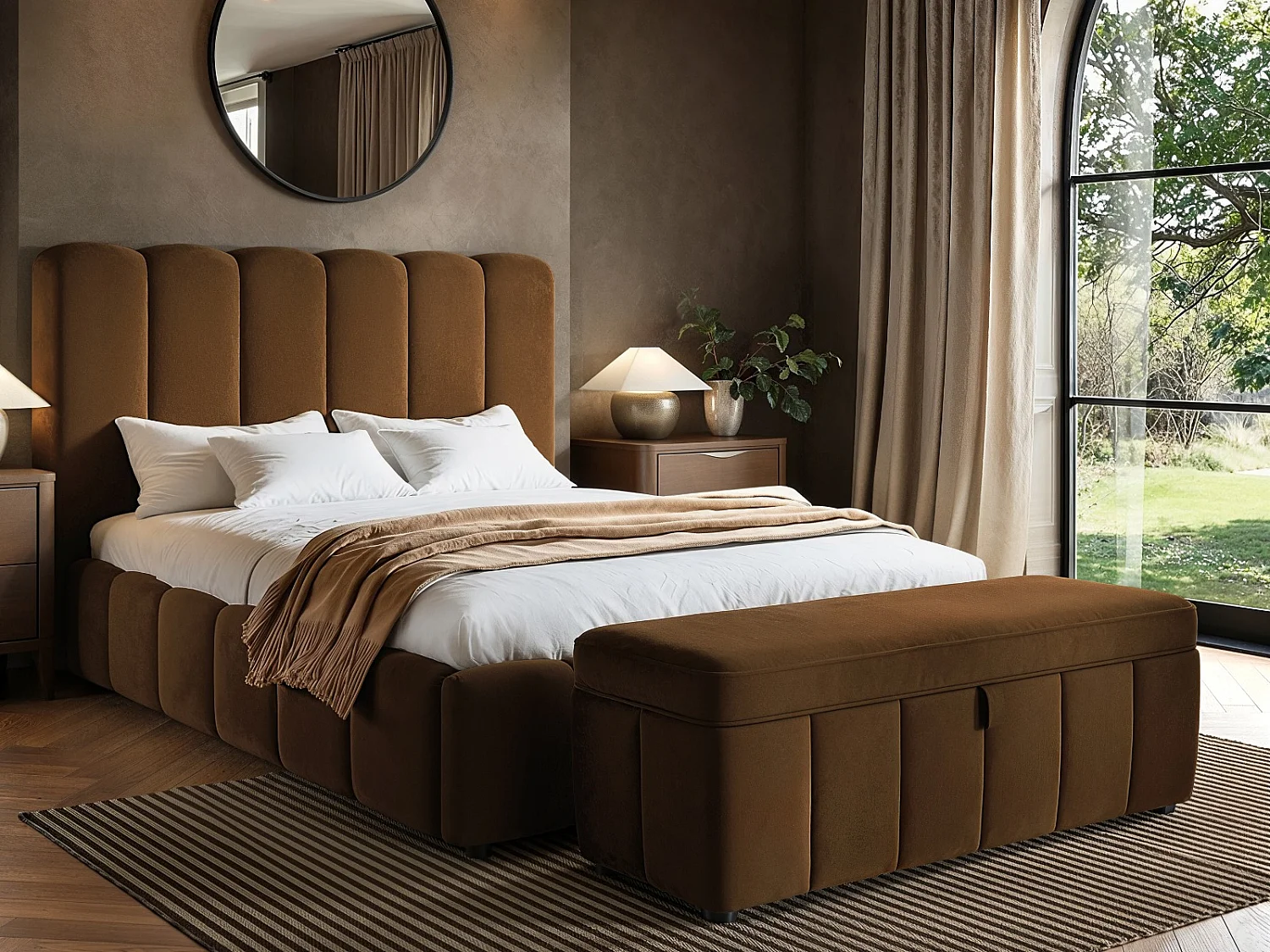 SOLACE+CO Emilie Brown Velvet Blanket Box