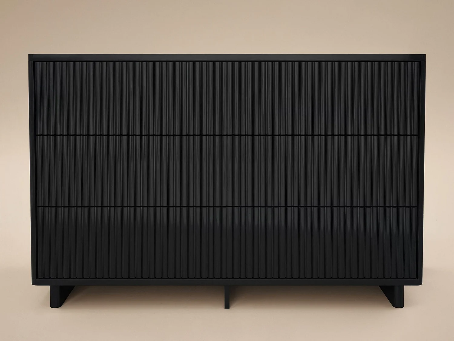 SOLACE+CO Velmor Ribbed Chest of 6 Drawers Black