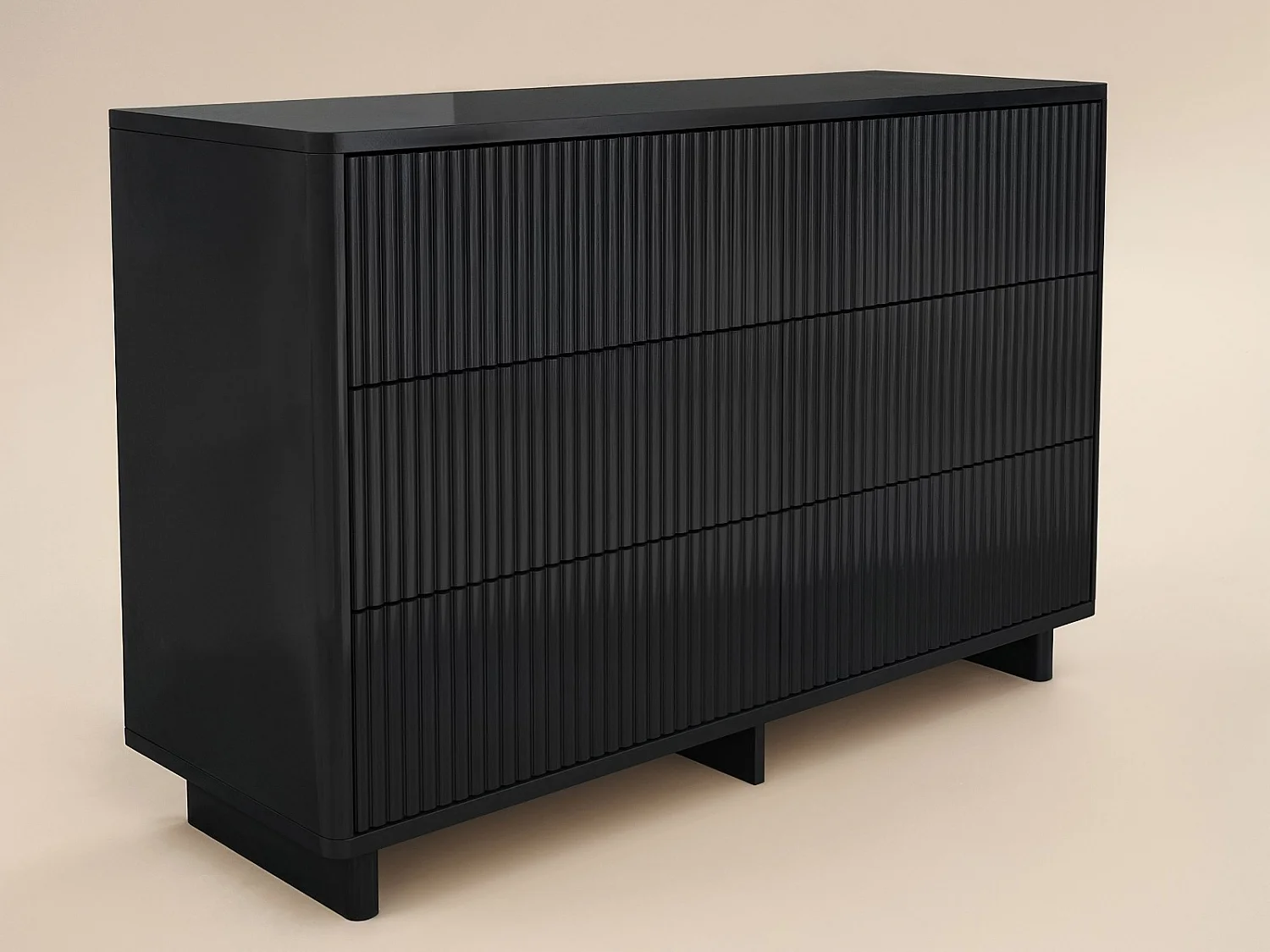 SOLACE+CO Velmor Ribbed Chest of 6 Drawers Black