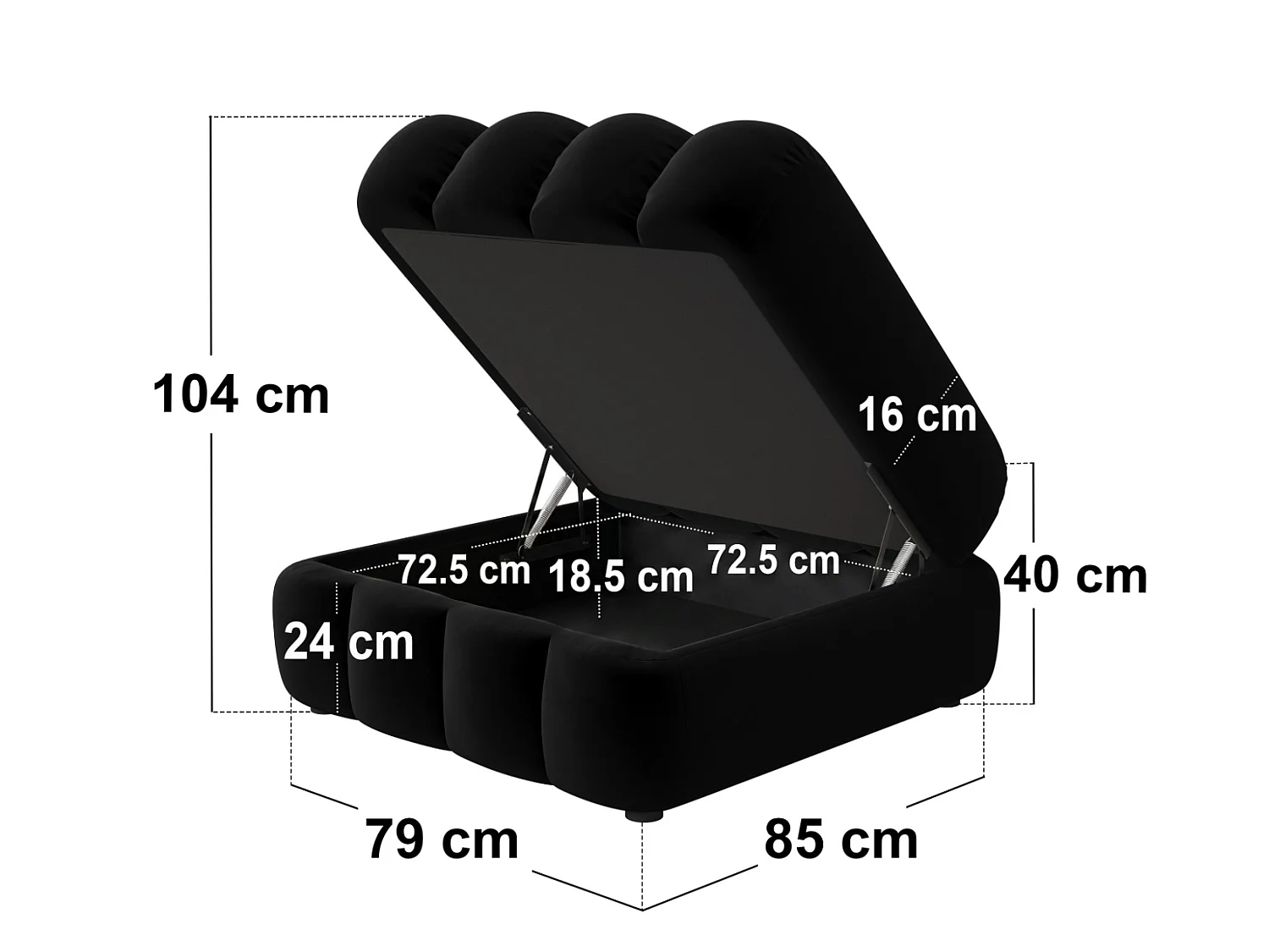 SOLACE+CO Halle Storage Footstool - Black