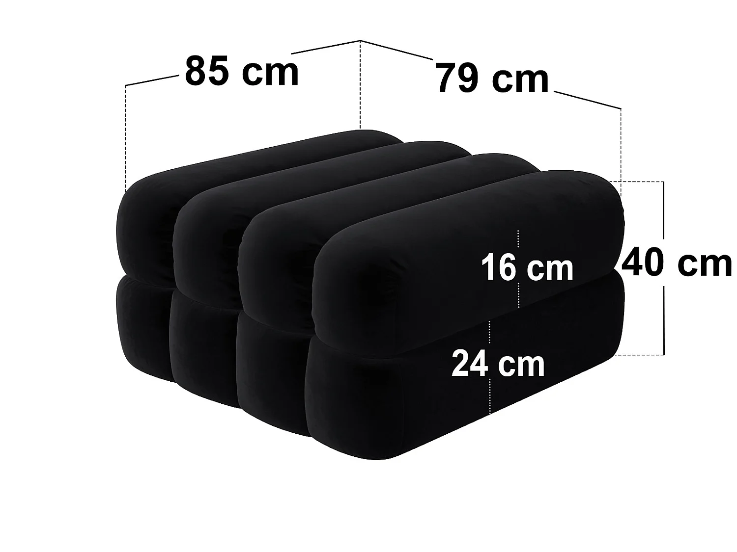 SOLACE+CO Halle Storage Footstool - Black