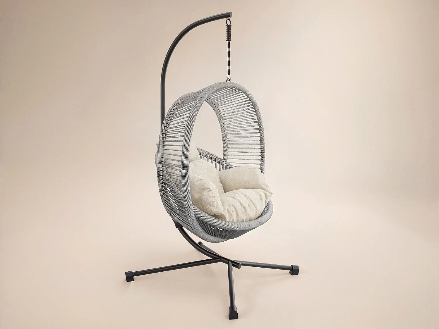 SOLACE+CO Lana Garden Swing Chair Light Grey Rattan
